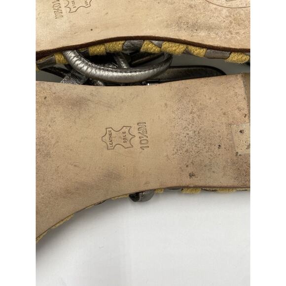 Tory Burch Leather Metallic Thong And Ankle Strap Sandals Sz 10.5M Brazil - Picture 10 of 12